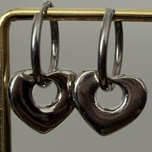 Silver Heart Hoop Earrings